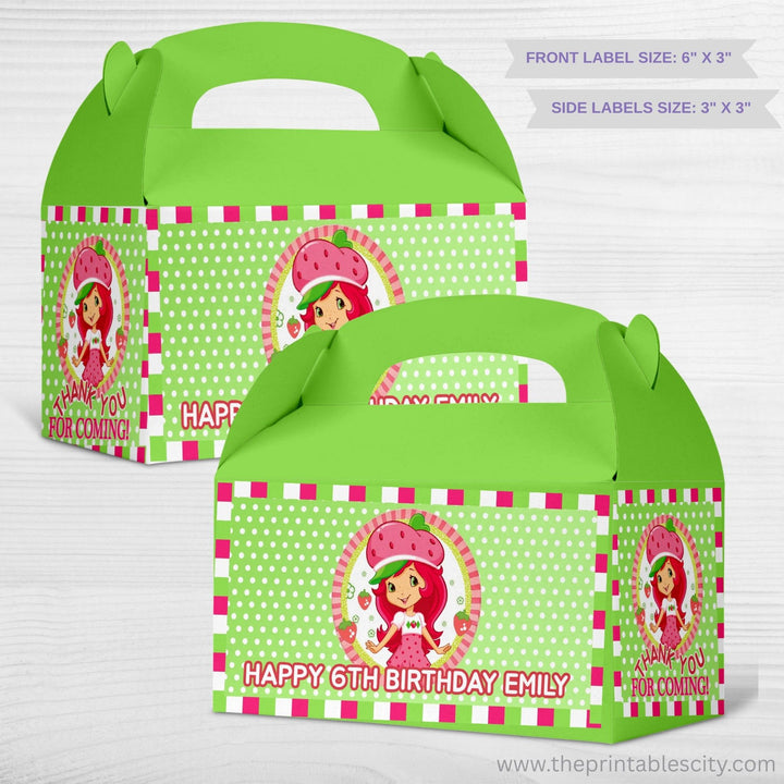 Strawberry Shortcake Gable Box Labels - Editable Template