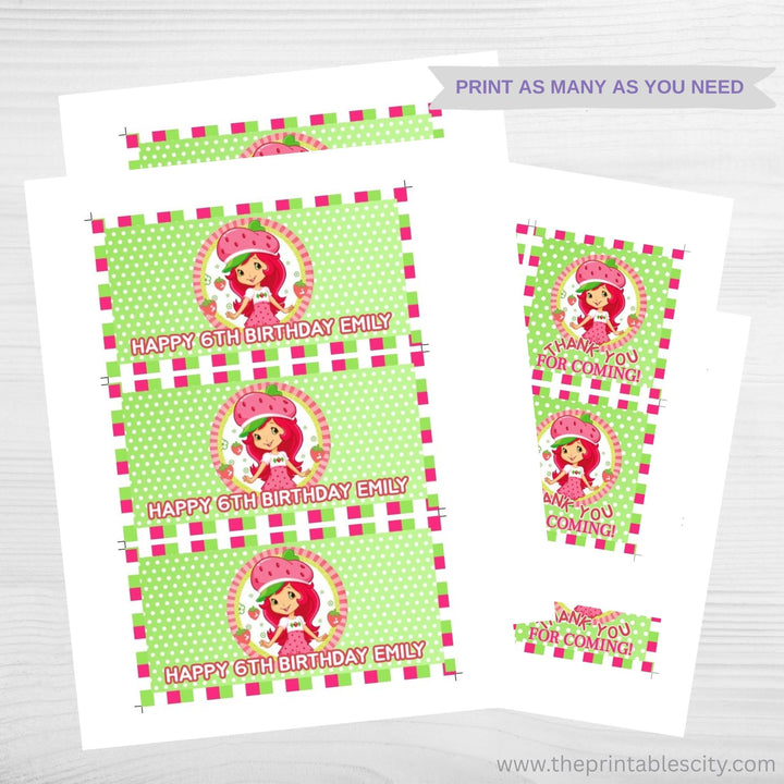 Strawberry Shortcake Gable Box Labels - Editable Template