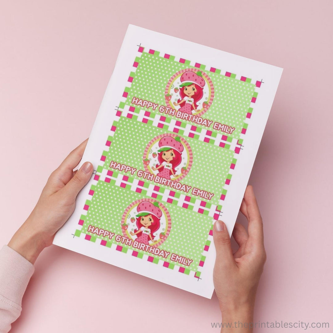 Strawberry Shortcake Gable Box Labels - Editable Template