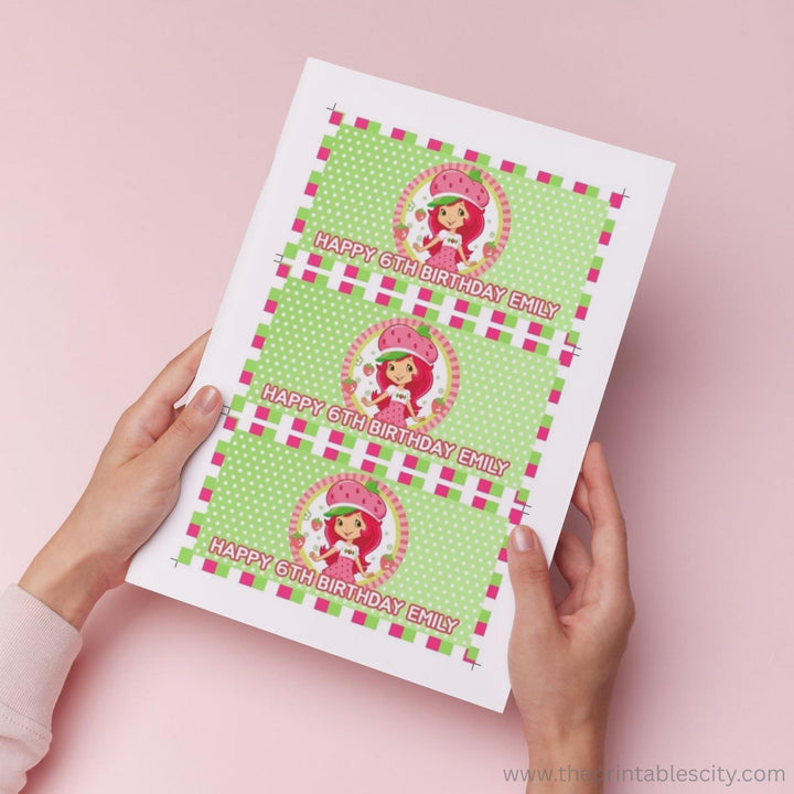 Strawberry Shortcake Gable Box Labels - Editable Template