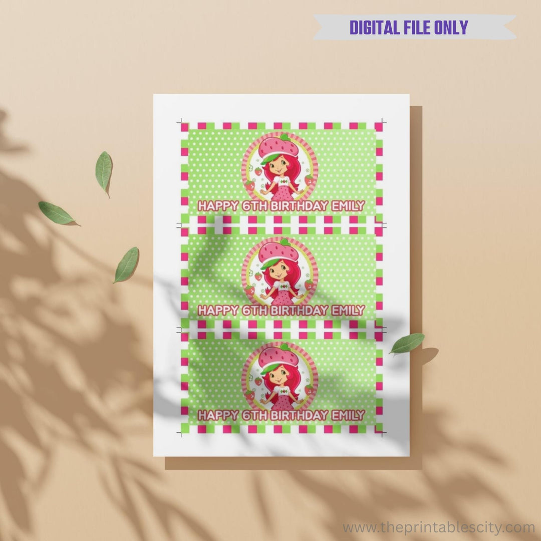 Strawberry Shortcake Gable Box Labels - Editable Template