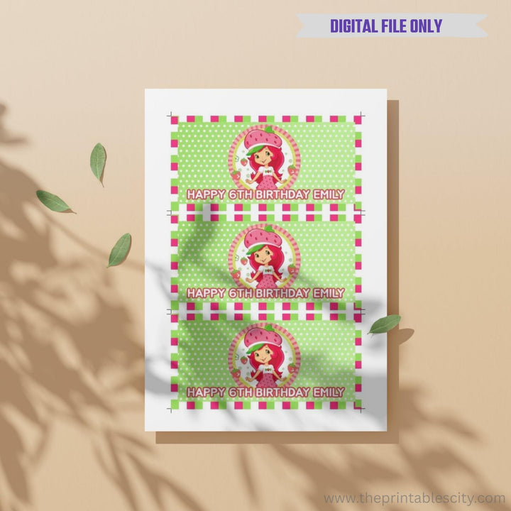 Strawberry Shortcake Gable Box Labels - Editable Template
