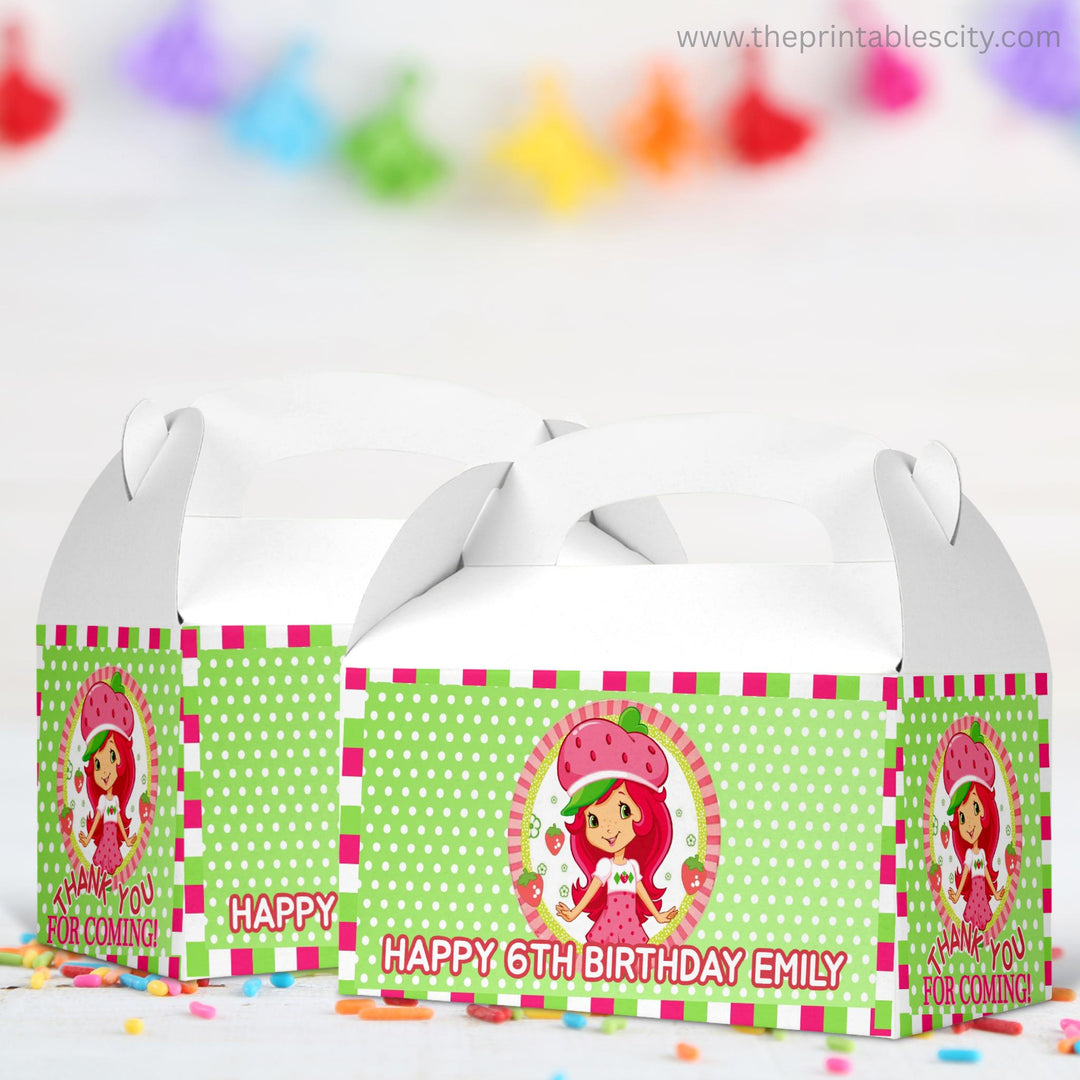 Strawberry Shortcake Gable Box Labels - Editable Template