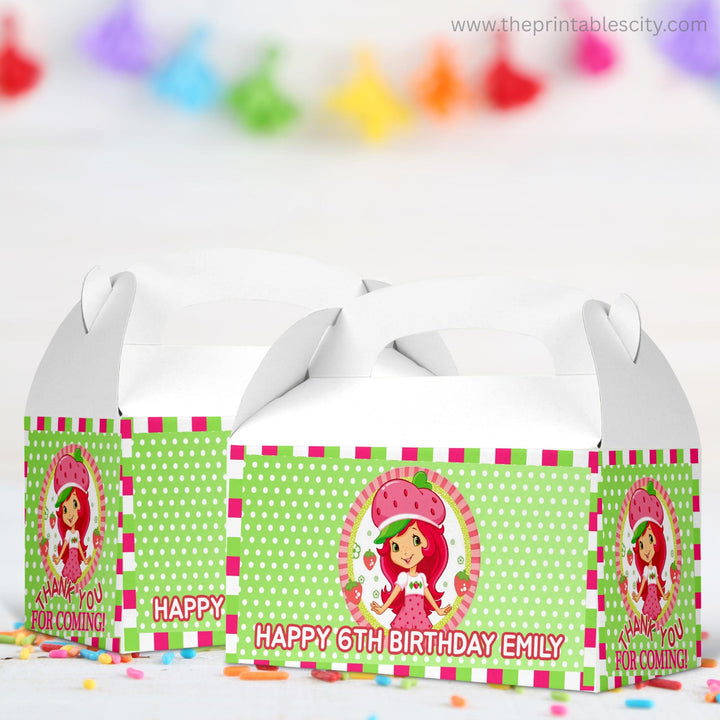 Strawberry Shortcake Gable Box Labels - Editable Template