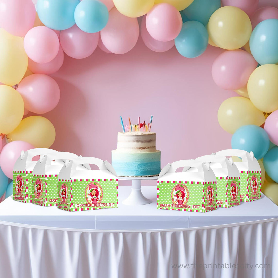 Strawberry Shortcake Gable Box Labels - Editable Template