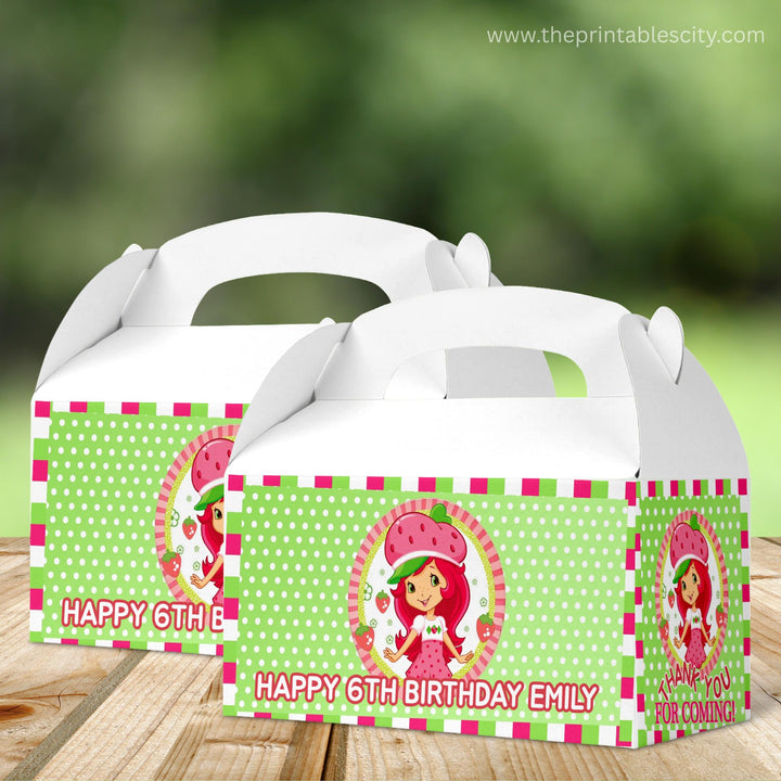 Strawberry Shortcake Gable Box Labels - Editable Template