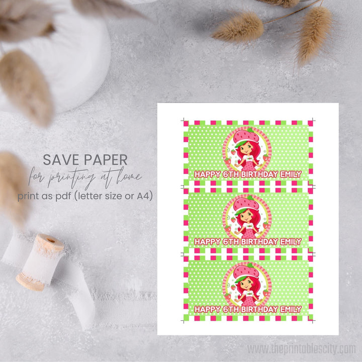 Strawberry Shortcake Gable Box Labels - Editable Template