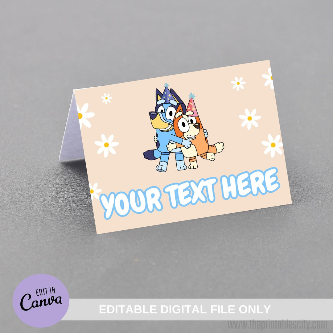 Bluey Birthday Place Cards - Editable Template