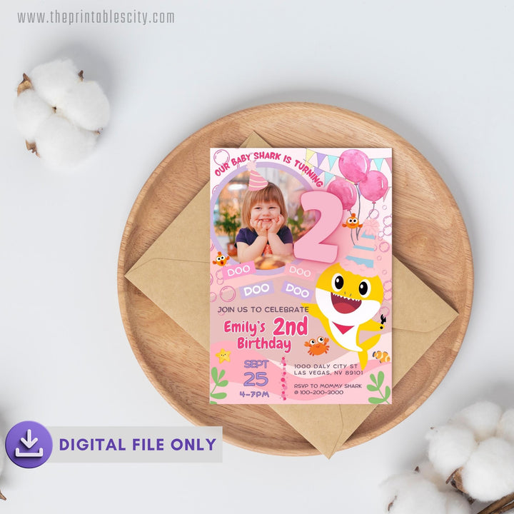 Baby Shark Invitation for Birthday - Editable