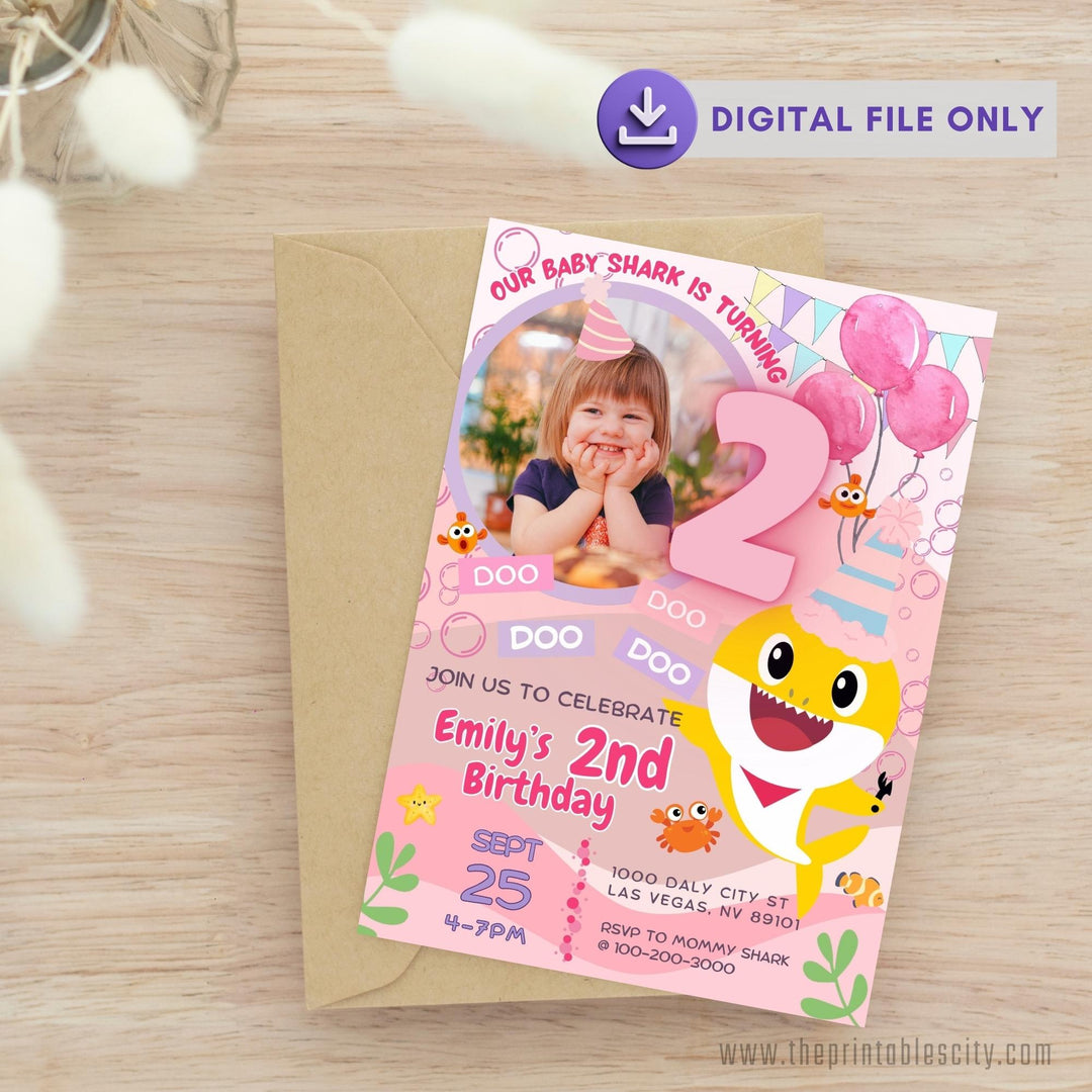 Baby Shark Invitation for Birthday - Editable