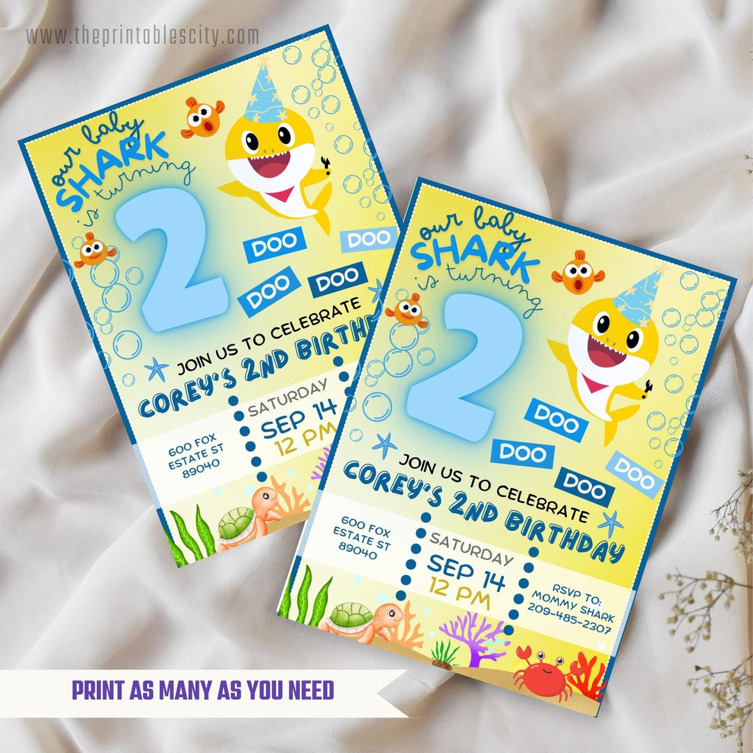 Baby Shark Invitation for Birthday - Editable