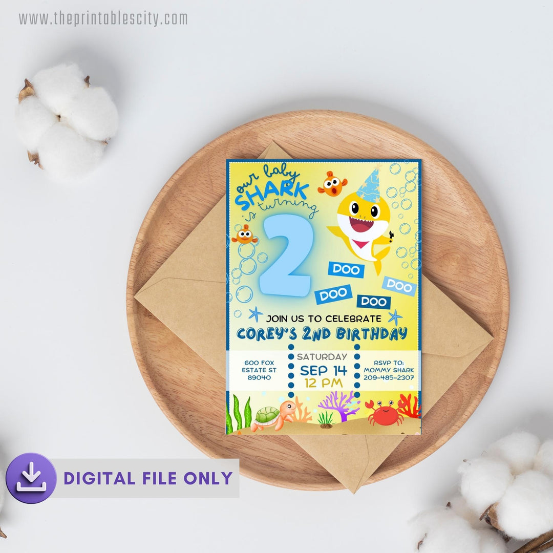 Baby Shark Invitation for Birthday - Editable