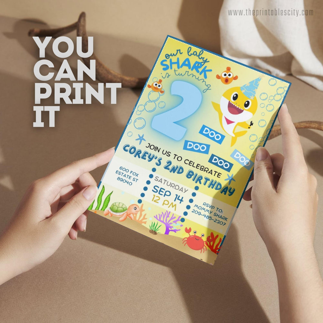 Baby Shark Invitation for Birthday - Editable