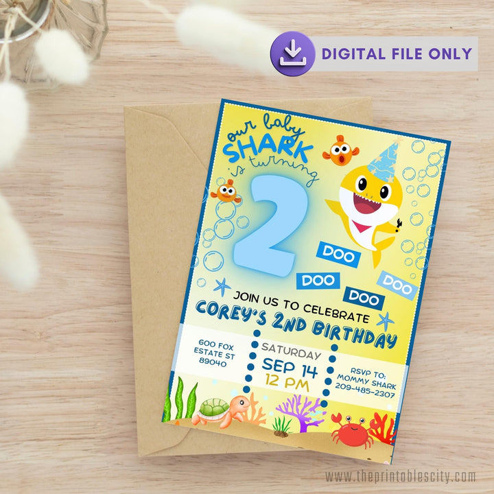 Baby Shark Invitation for Birthday - Editable