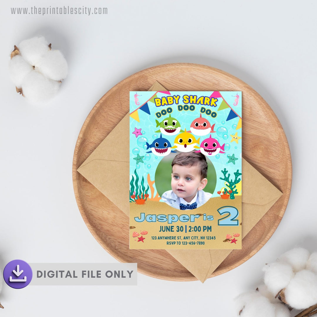 Baby Shark Invitation for Birthday - Editable Template