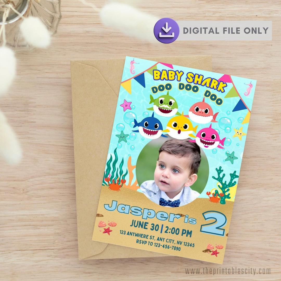 Baby Shark Invitation for Birthday - Editable Template
