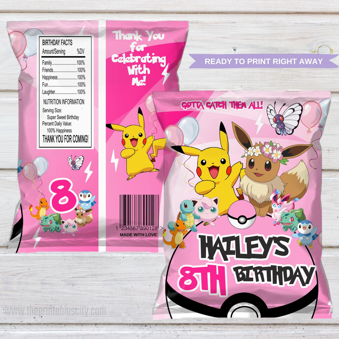 Editable Pokemon Party Favor Bundle - Printable Template