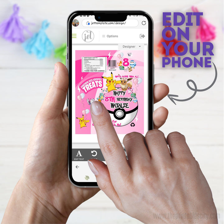 Pokemon Rice Krispies Treat Wrapper - Editable Template