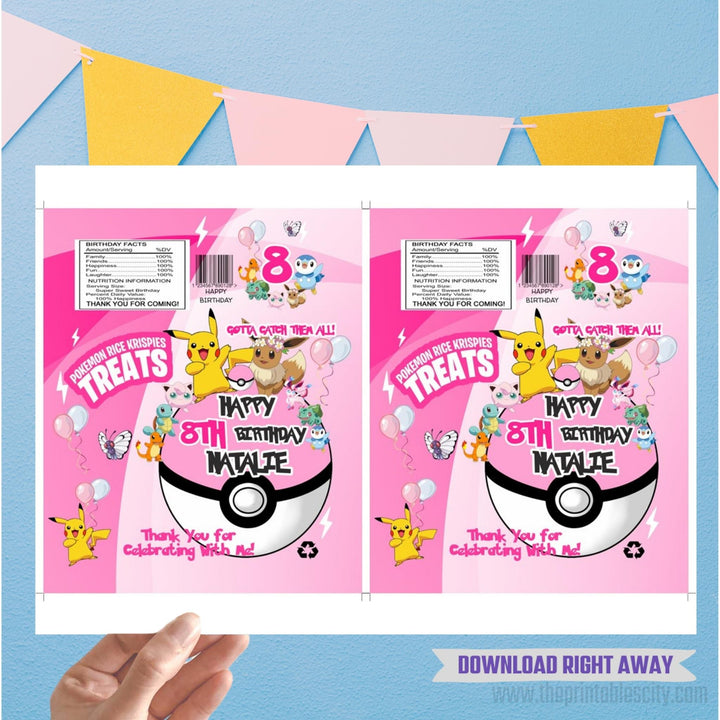 Pokemon Rice Krispies Treat Wrapper - Editable Template