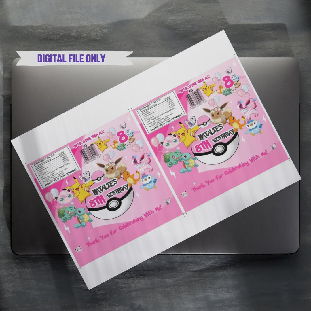 Pokemon Chocolate Bar Wrapper - Editable Party Favor