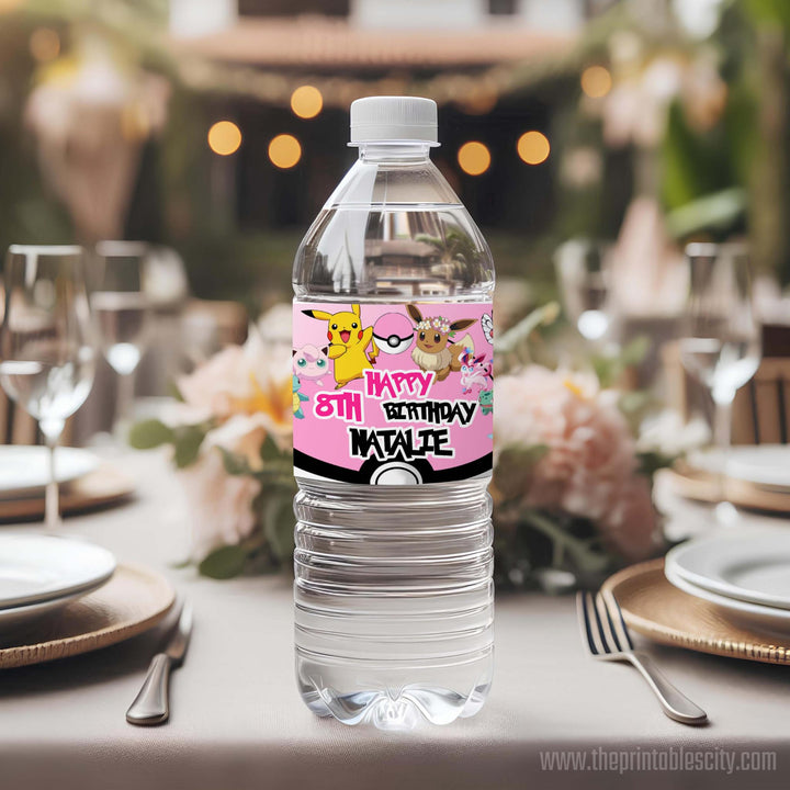 Pokemon Water Label - Editable Template