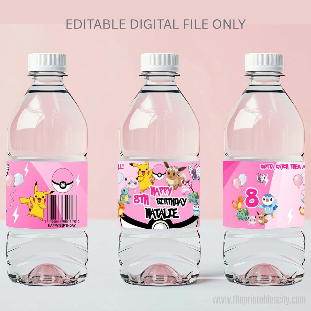 Pokemon Water Label - Editable Template