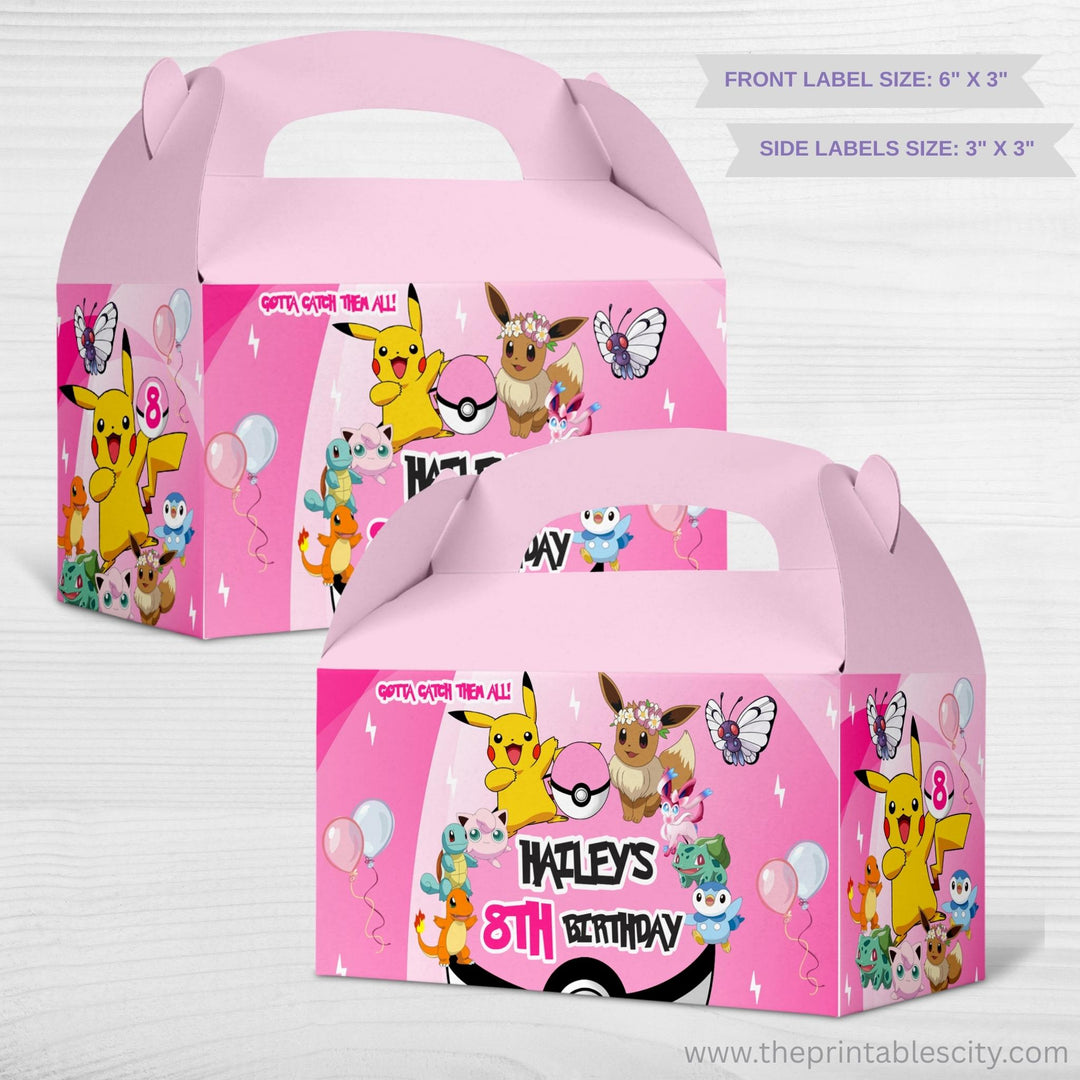 Pokemon Gable Box Labels - Editable Party Favor