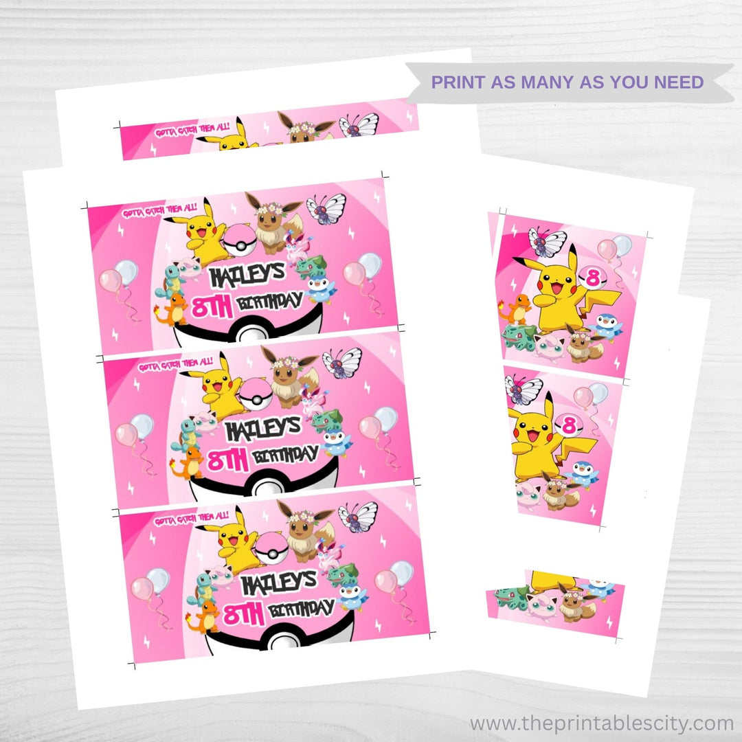 Pokemon Gable Box Labels - Editable Party Favor