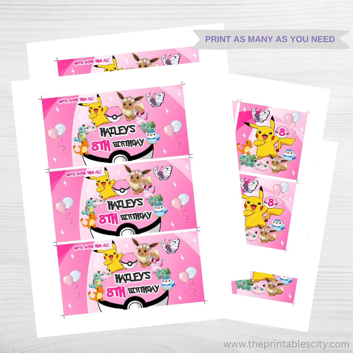 Pokemon Gable Box Labels - Editable Party Favor