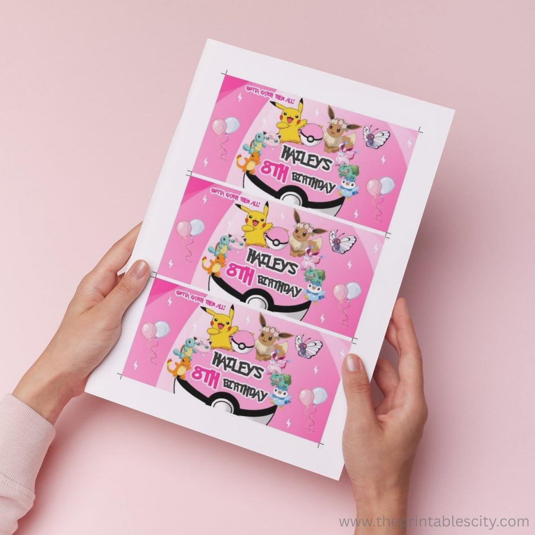 Pokemon Gable Box Labels - Editable Party Favor