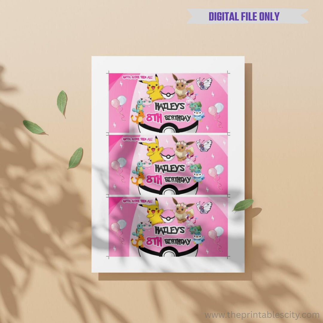 Pokemon Gable Box Labels - Editable Party Favor