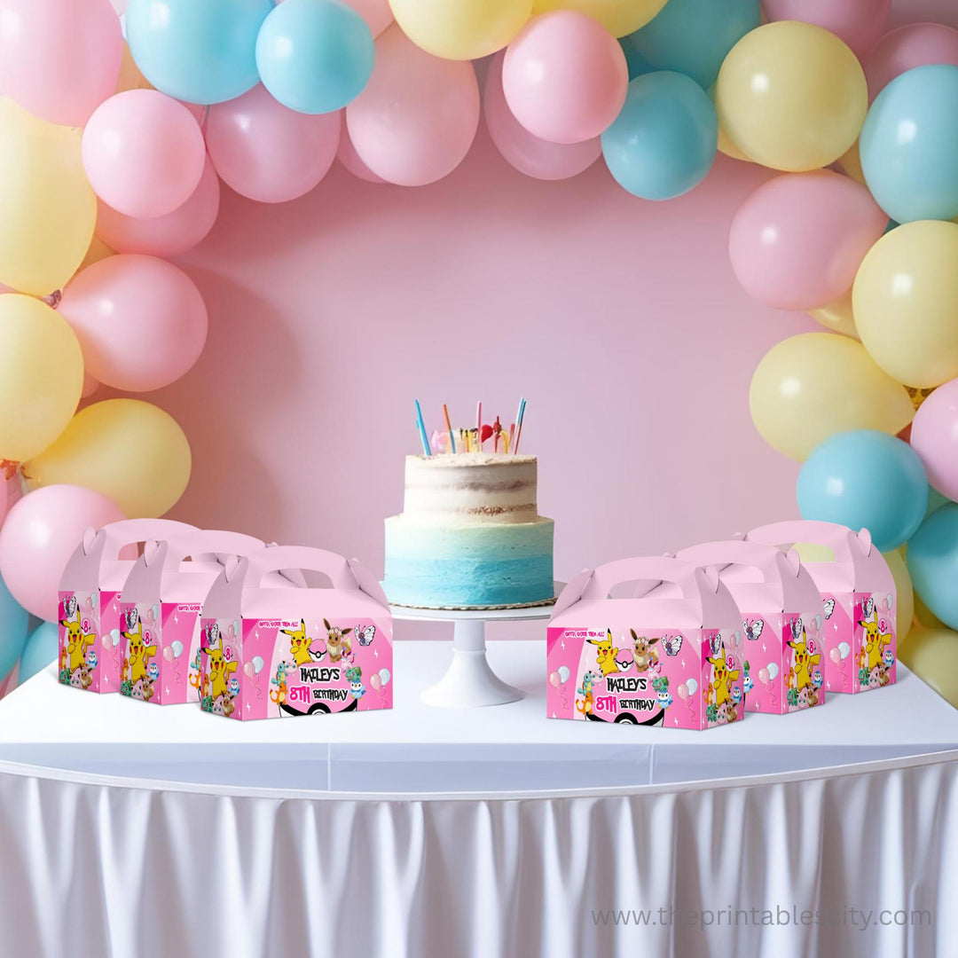 Pokemon Gable Box Labels - Editable Party Favor
