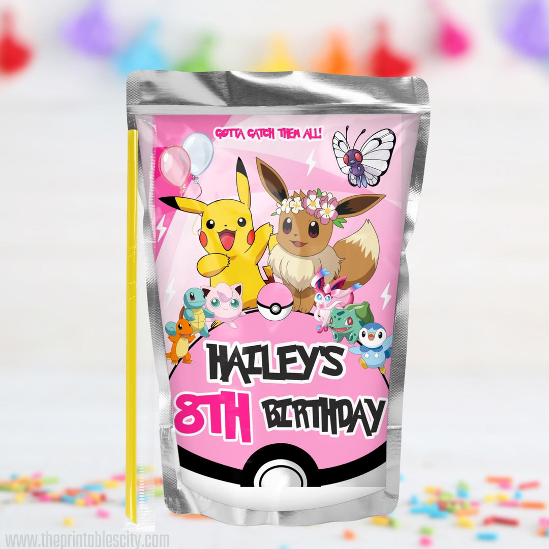Editable Pokemon Party Favor Bundle - Printable Template