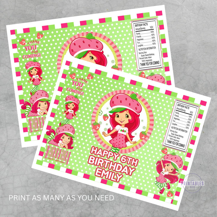 Editable Strawberry Shortcake Chip Bag Wrapper
