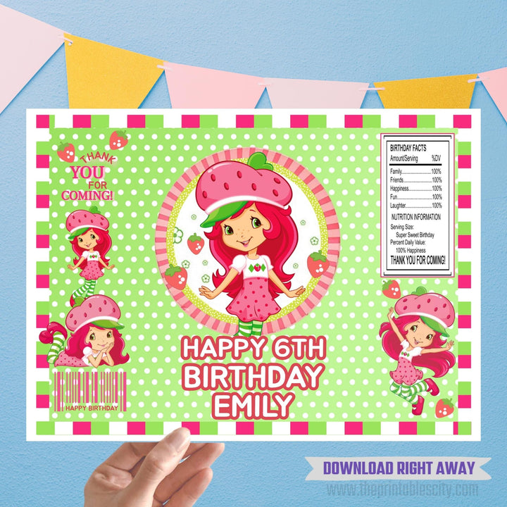 Editable Strawberry Shortcake Chip Bag Wrapper