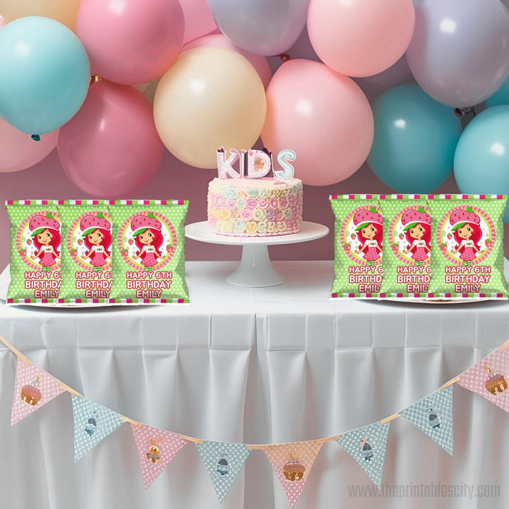 Editable Strawberry Shortcake Chip Bag Wrapper
