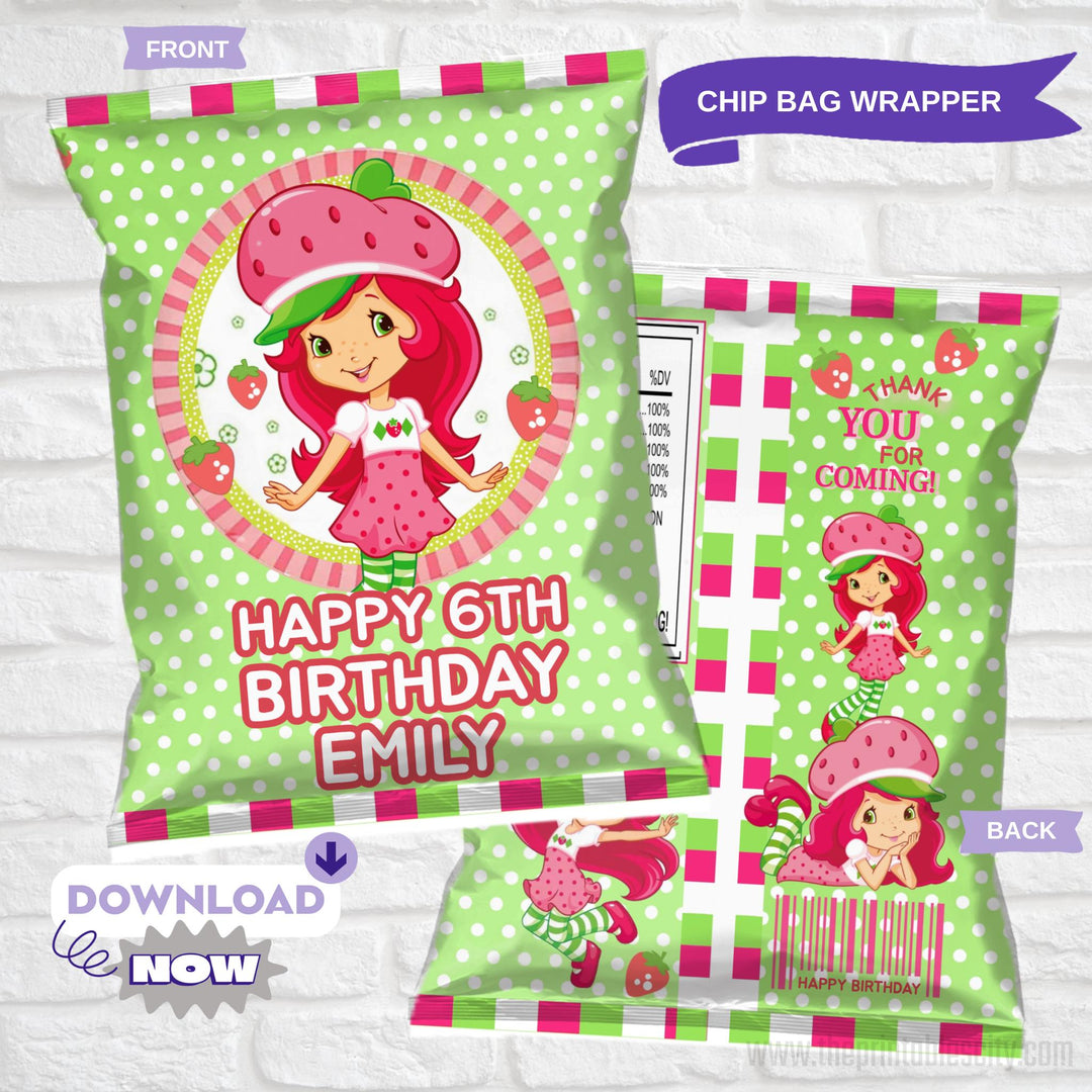 Editable Strawberry Shortcake Chip Bag Wrapper