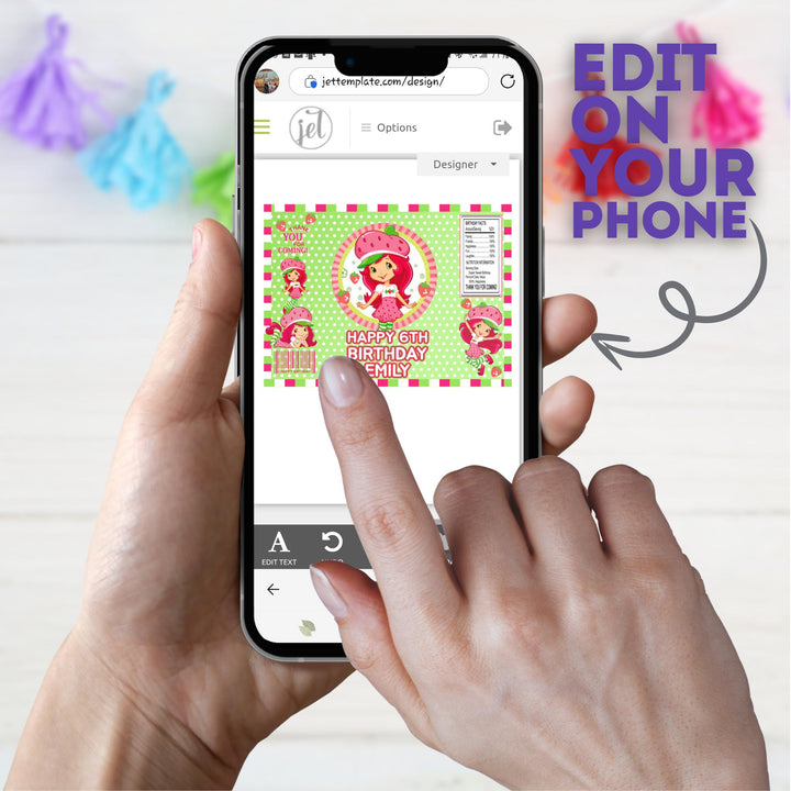 Editable Strawberry Shortcake Chip Bag Wrapper