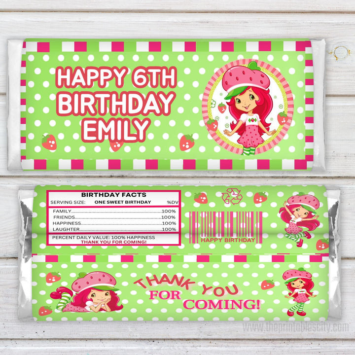 Editable Strawberry Shortcake Chocolate Bar Wrapper