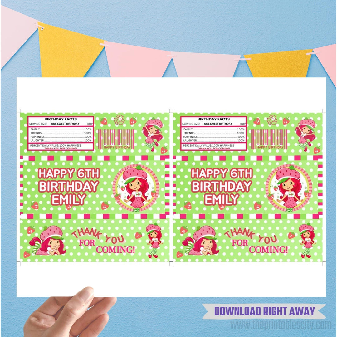 Editable Strawberry Shortcake Chocolate Bar Wrapper