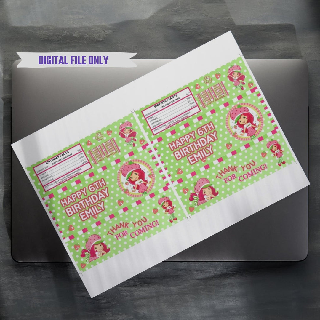 Editable Strawberry Shortcake Chocolate Bar Wrapper