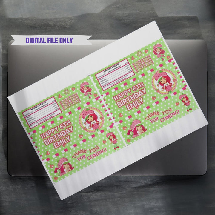 Editable Strawberry Shortcake Chocolate Bar Wrapper