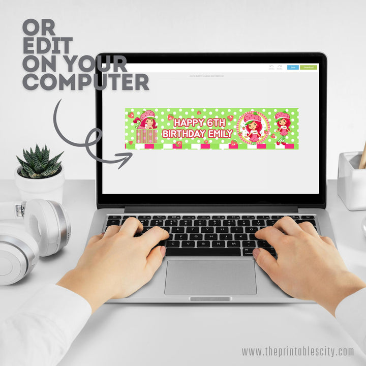 Strawberry Shortcake Water Labels - Editable Template