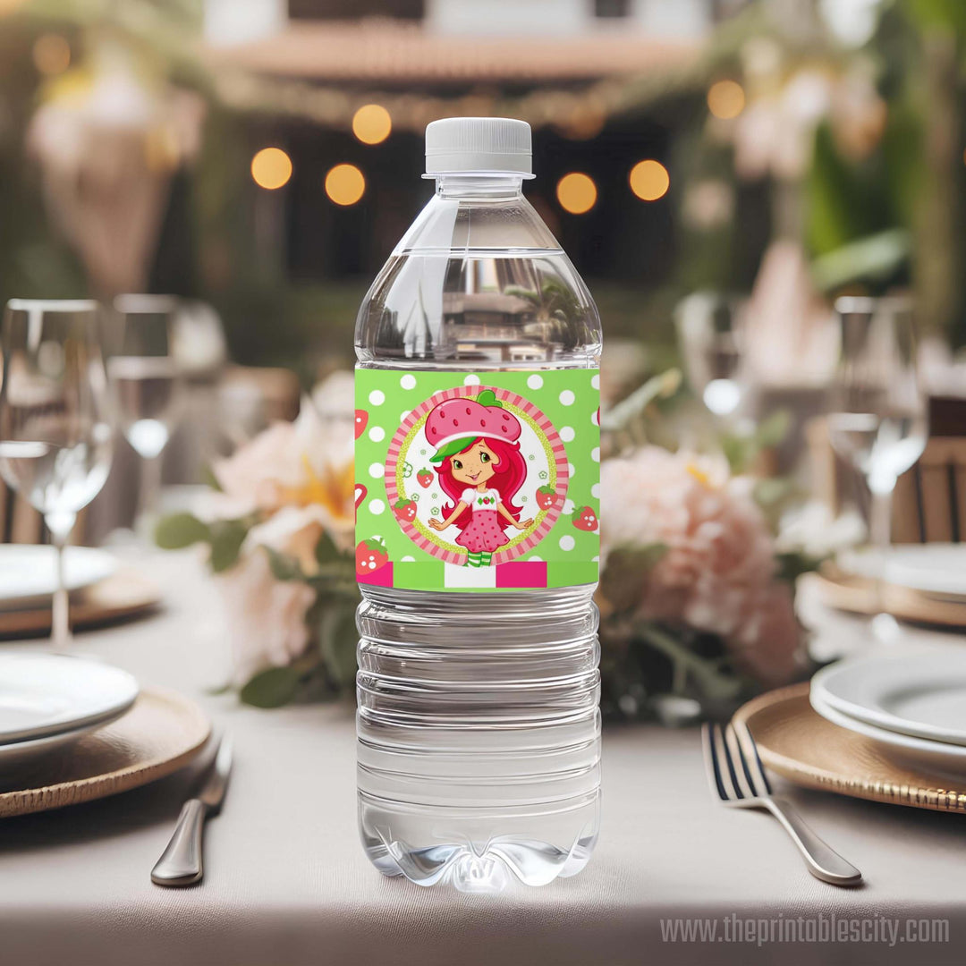 Strawberry Shortcake Water Labels - Editable Template