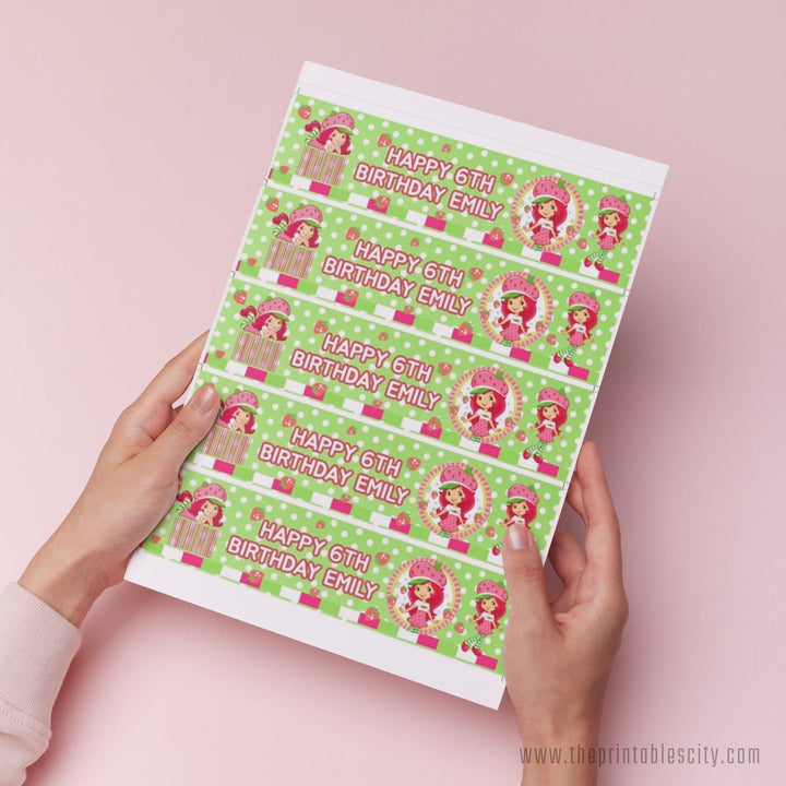 Strawberry Shortcake Water Labels - Editable Template