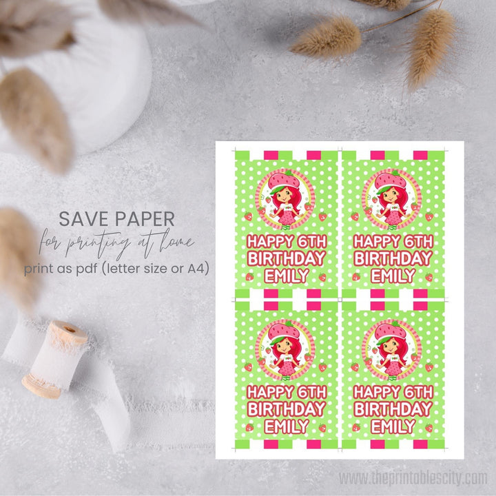 Strawberry Shortcake Caprisun Labels - Editable Template