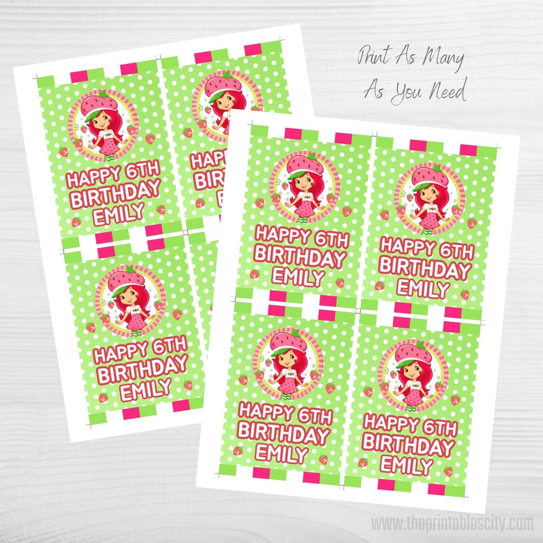 Strawberry Shortcake Caprisun Labels - Editable Template