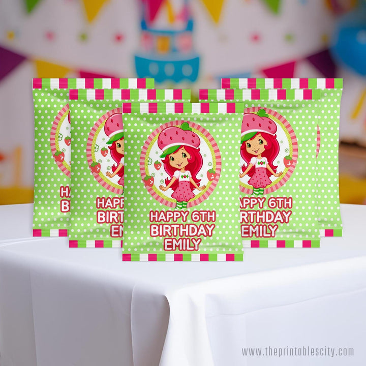 Editable Strawberry Shortcake Fruit Snacks Wrapper