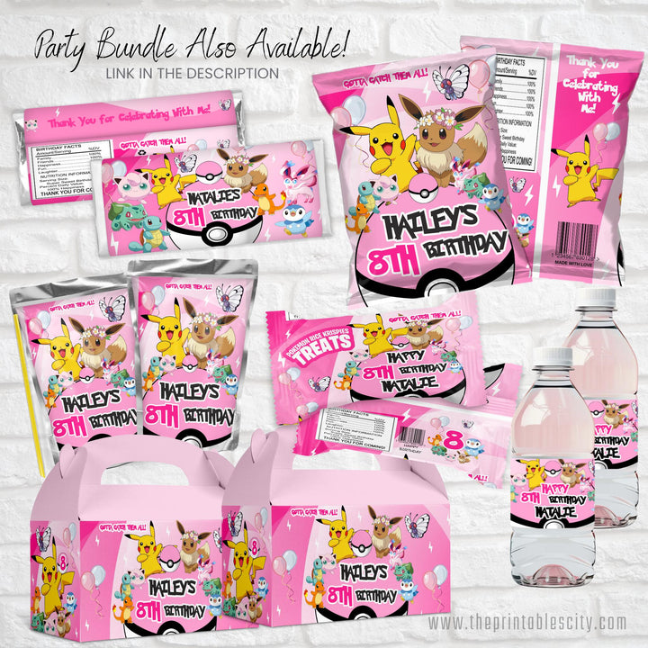 Pokemon Gable Box Labels - Editable Party Favor