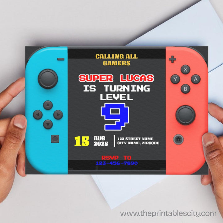 Switch Editable Invitation for Video Game Birthday